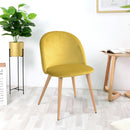 Set of 1 & 2 Modern Velvet Chair with Wooden Legs, Yellow