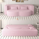 Modern Floor Sofa with 2 Pillows,Convertible Teddy Fabric Foam-Filled Sleeper Sofa Bed,15' Full Size Folding Mattress for Living Room,Guest Bed,Playroom,no assembly required,Pink(New Sku:W1885P272260