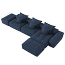 Modern Oversized Modular Sectional Sofa,Sparkling Chenille Fabric Soft Cushion Sofa with 6 Pillows,6 PCS DIY Combination Tufted Sofa,No Assembly Required,BLUE