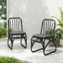 Outdoor PE Wicker Dining Chairs with Washable Cushion Set of 2, Durable Rattan Chairs for Backyard, Garden, Patio, Grey