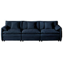 Modern Chenille Oversized Deep Seat Sectional Sofa, Green Cloud Couch with 3 Modular Seats and 3 Complimentary Pillows