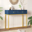 TREXM Console Table Entryway Table, Modern Sleek Console Table with Storage, Narrow Console Table with Two Drawers with Stripe Design for Living Room Hallway Entryway, Navy