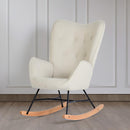 Modern Rocking Chair with Upholstered Cushion, Beige