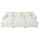 Modular Oversized Deep Seat Sectional Cloud Sofa Sleeper with 3 Ottomans & Soft Pillows, Beige Chenille