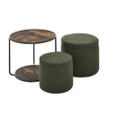 Multi-functional Combination Set Table Ottoman with Drum Stool and Storage Space - Dark Green