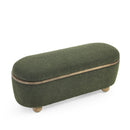 Modern Storage Ottoman Bench Upholstered Seating with Storage Dark Green Loop Yarn Large