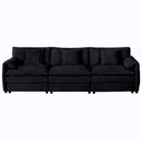 Modern Chenille Oversized Deep Seat Sectional Sofa, Large 3 Seater Modular with Pillows, Green, Black