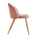 Set of 2 Modern Velvet Dining Chairs with Wooden Legs