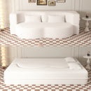 Modern Floor Sofa with 2 Pillows,Convertible Teddy Fabric Foam-Filled Sleeper Sofa Bed,15' Full Size Folding Mattress for Living Room,Guest Bed,Playroom,no assembly required,Beige(New Sku:W1885P272259