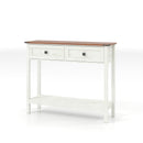 Farmhouse Style Console Table with 2 Drawers and Bottom Storage Shelf in Antique White,Engineed wood