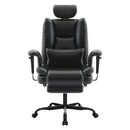 Office Chair Ergonomic 200 kg PU Leather Computer Chair with Lumbar Support and High Backrest, Ergonomic Desk Chair with Liftable Headrest, Black