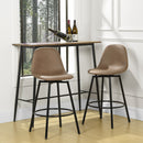 Modern Swivel Bar Stool with Adjustable Height – Stylish Brown Faux Leather & Sturdy Black Metal Frame Set of 2
