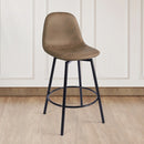 Modern 38in Barstools Set of 2 with Brown Faux Leather Seat and Black Metal Frame