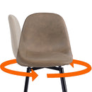 Modern 38in Barstools Set of 2 with Brown Faux Leather Seat and Black Metal Frame