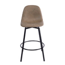 Modern 38in Barstools Set of 2 with Brown Faux Leather Seat and Black Metal Frame