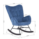 EPPING Rocking Chair - Blue Fabric with Walnut Wood Base
