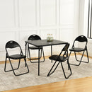 Folding PVC Dining Table with Black Steel Frame – 86x86 cm, Easy Storage