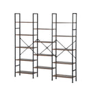 Industrial-Style Open Bookshelf with Multiple Shelves