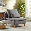 Edeline Modern Armless Lounge Chair – Upholstered in Soft Grey Fabric with Wooden Legs