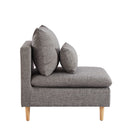 Edeline Modern Armless Lounge Chair – Upholstered in Soft Grey Fabric with Wooden Legs