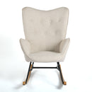 Modern Rocking Chair with Upholstered Cushion, Beige