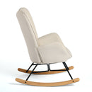 Modern Rocking Chair with Upholstered Cushion, Beige