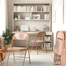 Set of 4 Portable Folding Chair – Convenient and Durable Seating Solution, Apricot/Blue/Grey