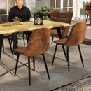 Set of 4 Dining Chair with Faux Suede – Ergonomic Backrest, Soft & Durable, Black Metal Legs