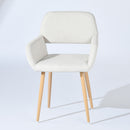 Set of 2 Modern BEIGE LIGHT LEG/SUEDE BROWN Fabric Armchair with Metal Legs in Wood Finish