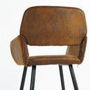 Set of 2 Modern BEIGE LIGHT LEG/SUEDE BROWN Fabric Armchair with Metal Legs in Wood Finish