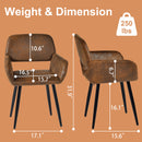 Set of 2 Modern BEIGE LIGHT LEG/SUEDE BROWN Fabric Armchair with Metal Legs in Wood Finish