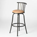 Set of 3 Adjustable Height Barstools with 360° Swiveling Seat – Black Metal Frame with Beige Cushioned Seat