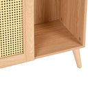 Pythia Oak Rattan Storage Cabinet – Modern Boho Accent Cabinet with Adjustable Shelves