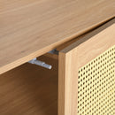 Pythia Oak Rattan Storage Cabinet – Modern Boho Accent Cabinet with Adjustable Shelves