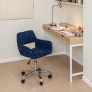 Ross Chrome Office Chair - Dark Blue Fabric