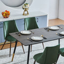 Set of 2 Green Velvet Dining Chairs