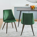 Set of 2 Green Velvet Dining Chairs