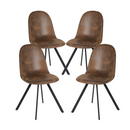 Set of 4 Modern Fabric Dining Chairs – Available in Beige and Brown