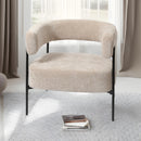 Modern Beige Fabric Accent Chair with Foam Cushion & Black Painted Legs