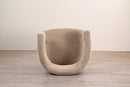 Modern Beige Fabric Accent Chair with Foam Cushion & Black Painted Legs