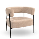 Modern Beige Fabric Accent Chair with Foam Cushion & Black Painted Legs