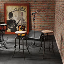 Set of 2 Height Adjustable Barstools with Manufactured Wood Seat – Oak Color, 27"–30" Adjustable Height