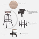 Set of 2 Height Adjustable Barstools with Manufactured Wood Seat – Oak Color, 27"–30" Adjustable Height