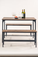 Industrial Style Dining Set: Table and Benches