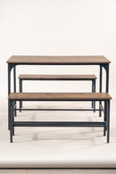 Industrial Style Dining Set: Table and Benches
