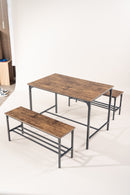 Industrial Style Dining Set: Table and Benches