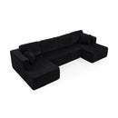 Modern Minimalist U-Shape Modular Sectional Sofa Sleeper in Black Corduroy, Comfy Space-Efficient Design