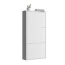 Modern Metal Shoe Storage Cabinet with 3 Flip Drawers, White, 41' Height, Wall-Mount Option