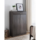 Shoe Cabinet, Two Door Storage Cabinet with Two Drawers, fits 15 Pair of Shoes- Distressed Grey