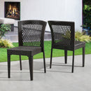Outdoor Dining Chairs Set of 2, Stackable Chairs with UV-Resistant PE Rattan and Steel Frame, for Patio, Garden, Balcony, Supports 400lbs